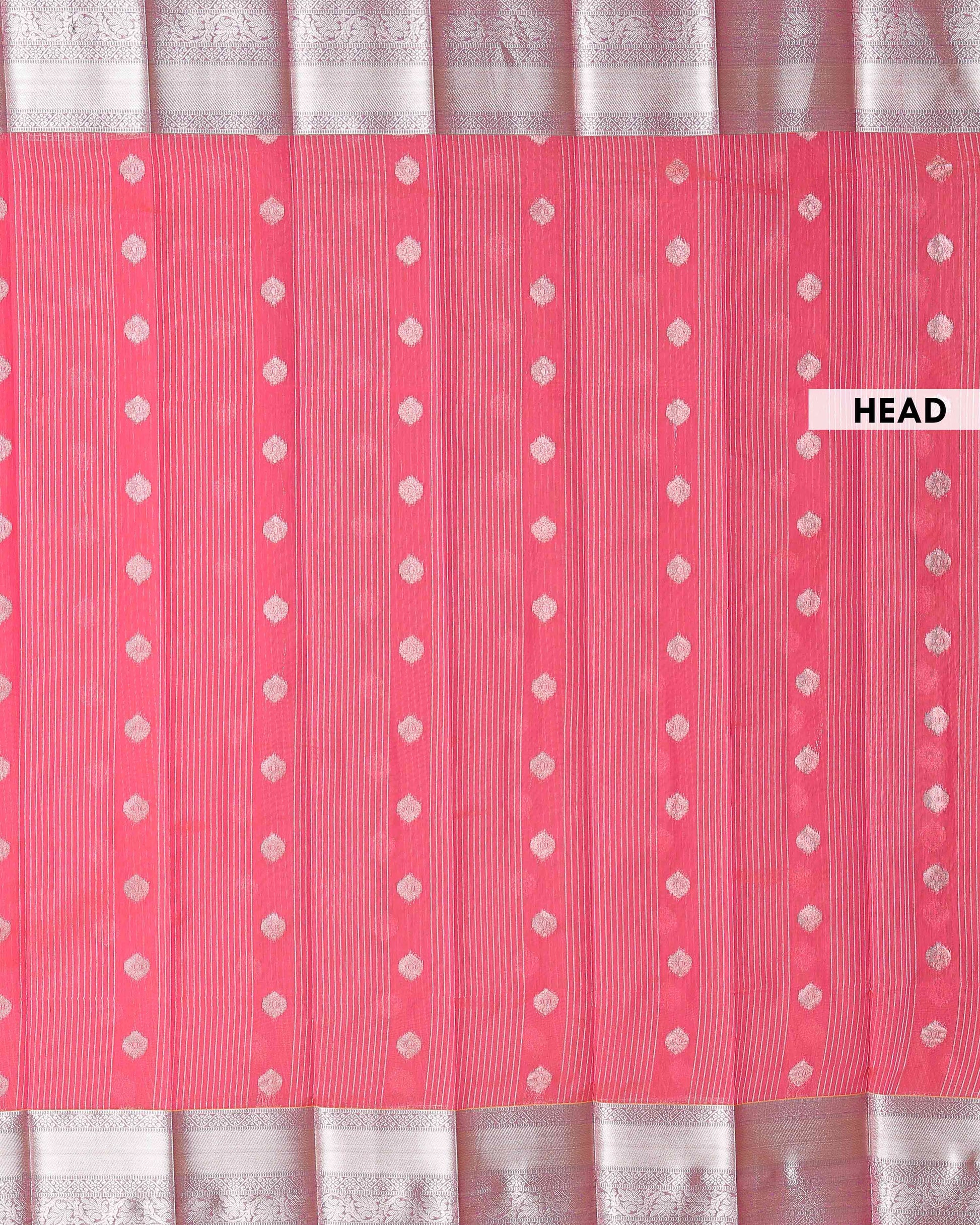 Elegant Handloom Elampillai Silk Cotton Saree Intricate Zari Motifs and Contrast Border  - Pink