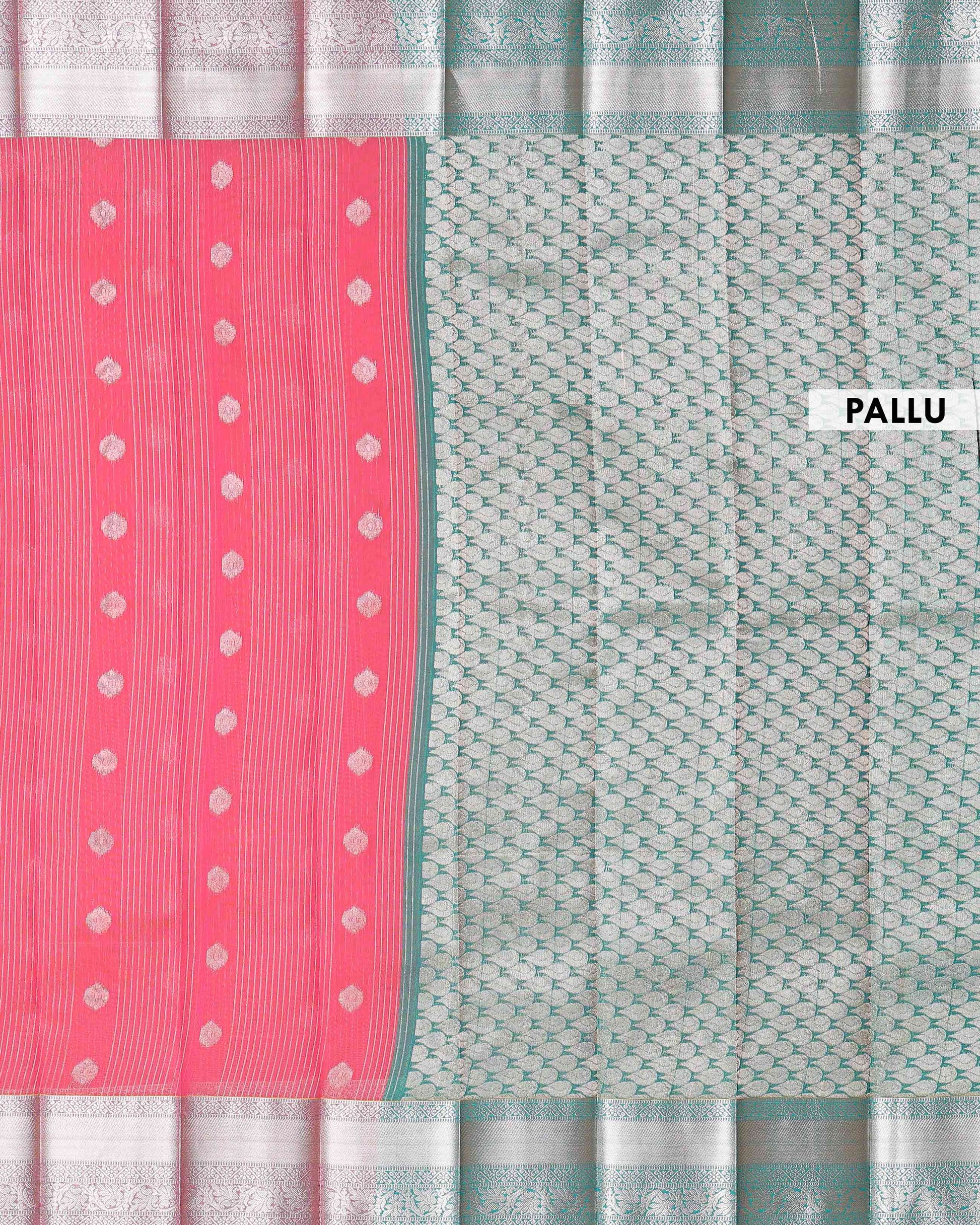 Elegant Handloom Elampillai Silk Cotton Saree Intricate Zari Motifs and Contrast Border  - Pink