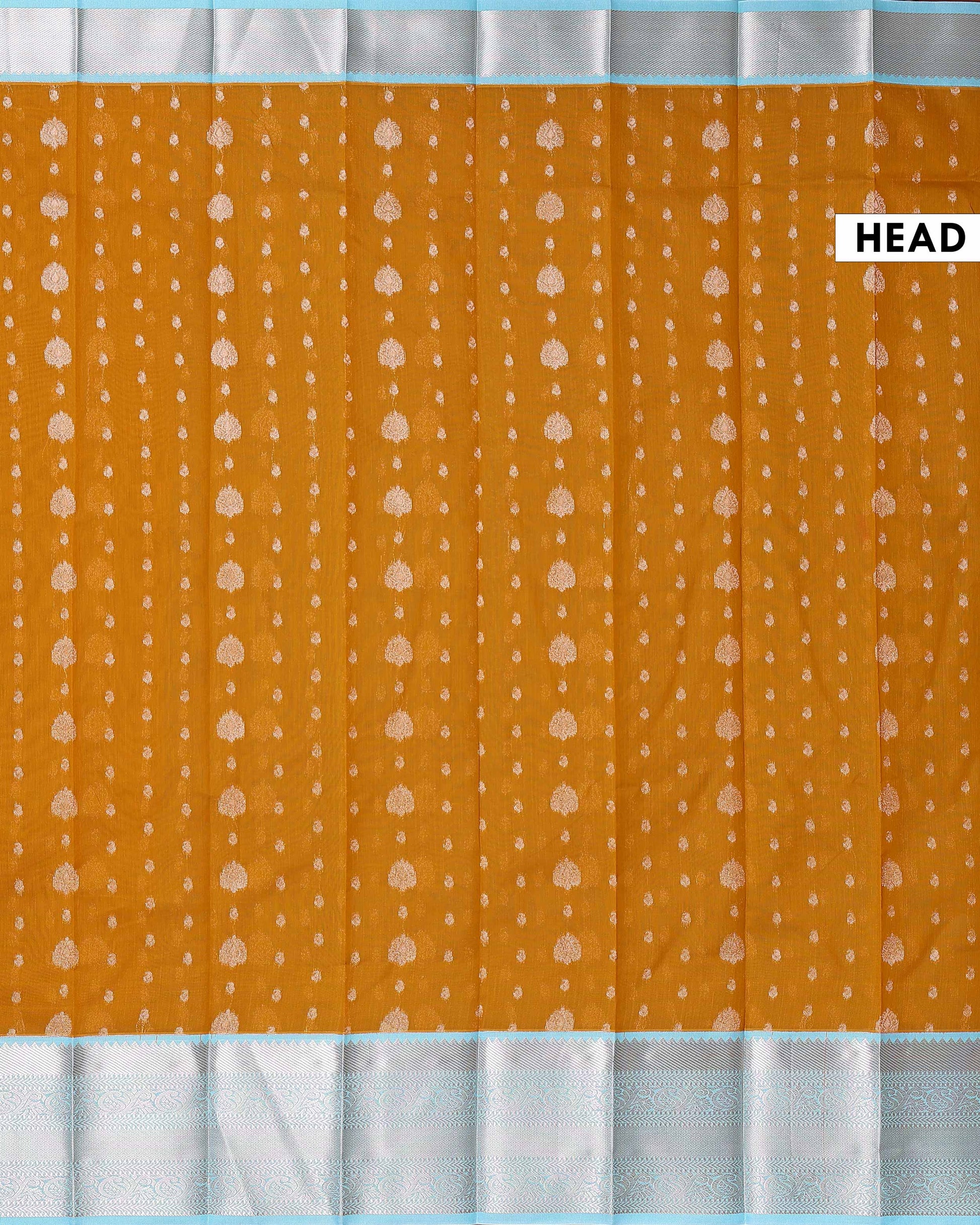 Elegant Handloom Elampillai Silk Cotton Saree with Butta Body and Contrast Zari Border - Mustard