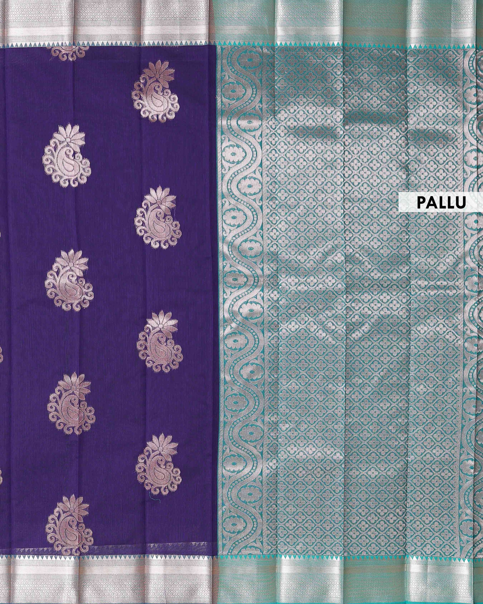 Elegant Handloom Elampillai Silk Cotton Saree with Traditional Zari Woven Border and Motif Design - Purple