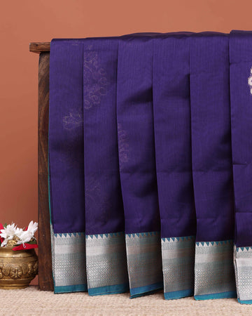 Elegant Handloom Elampillai Silk Cotton Saree with Traditional Zari Woven Border and Motif Design - Purple