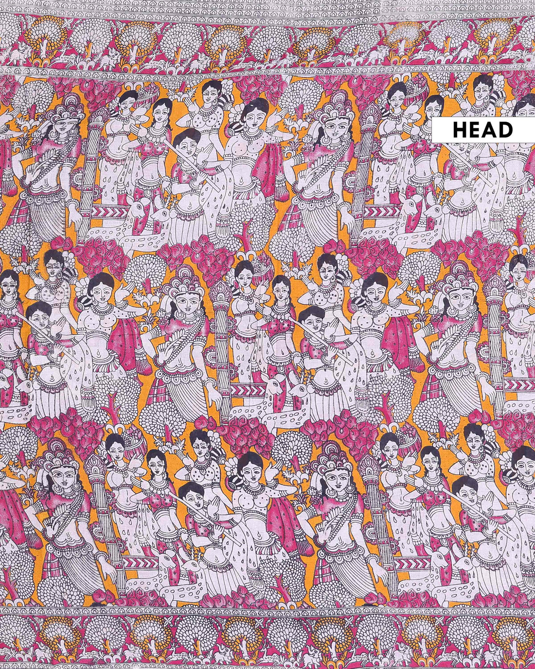 Elegant Handloom Kalamkari Cotton Saree with Intricate Kalamkari Artwork and Zari Border - Orange