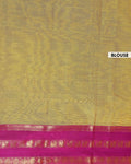 Elegant Handloom Kanchi Cotton Saree with Traditional Zari Border - Olive Green-Blouse