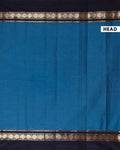 Elegant Handloom Kanchi Cotton Saree with Traditional Zari Border - Teal-Head
