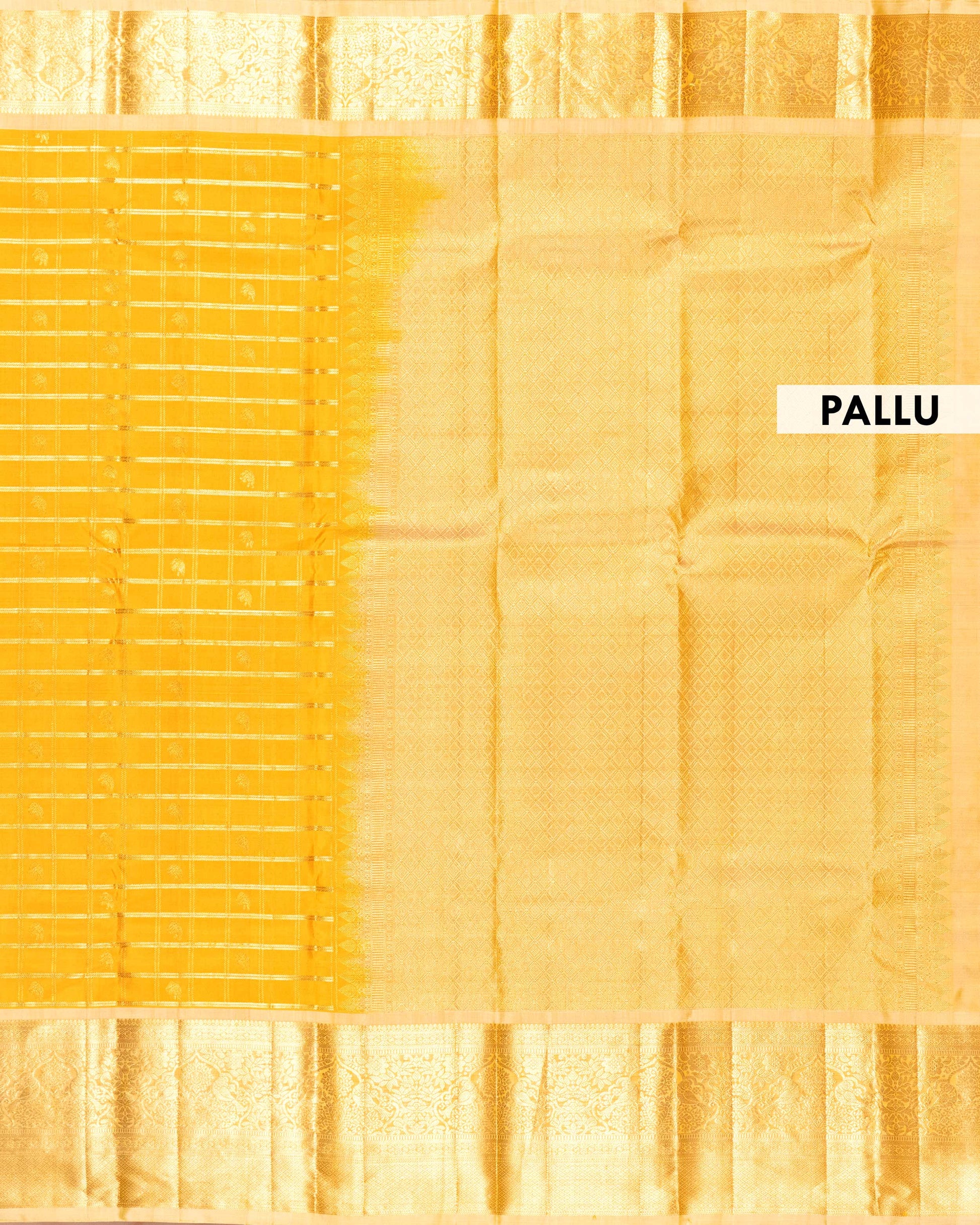 Elegant Handloom Kanchipuram Pure Silk Saree Traditional Motifs and Rich Zari Work  - Yellow