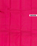 Elegant Handloom Kanchipuram Pure Silk Saree with Fine Checks and Contrast Border -Pink-Blouse