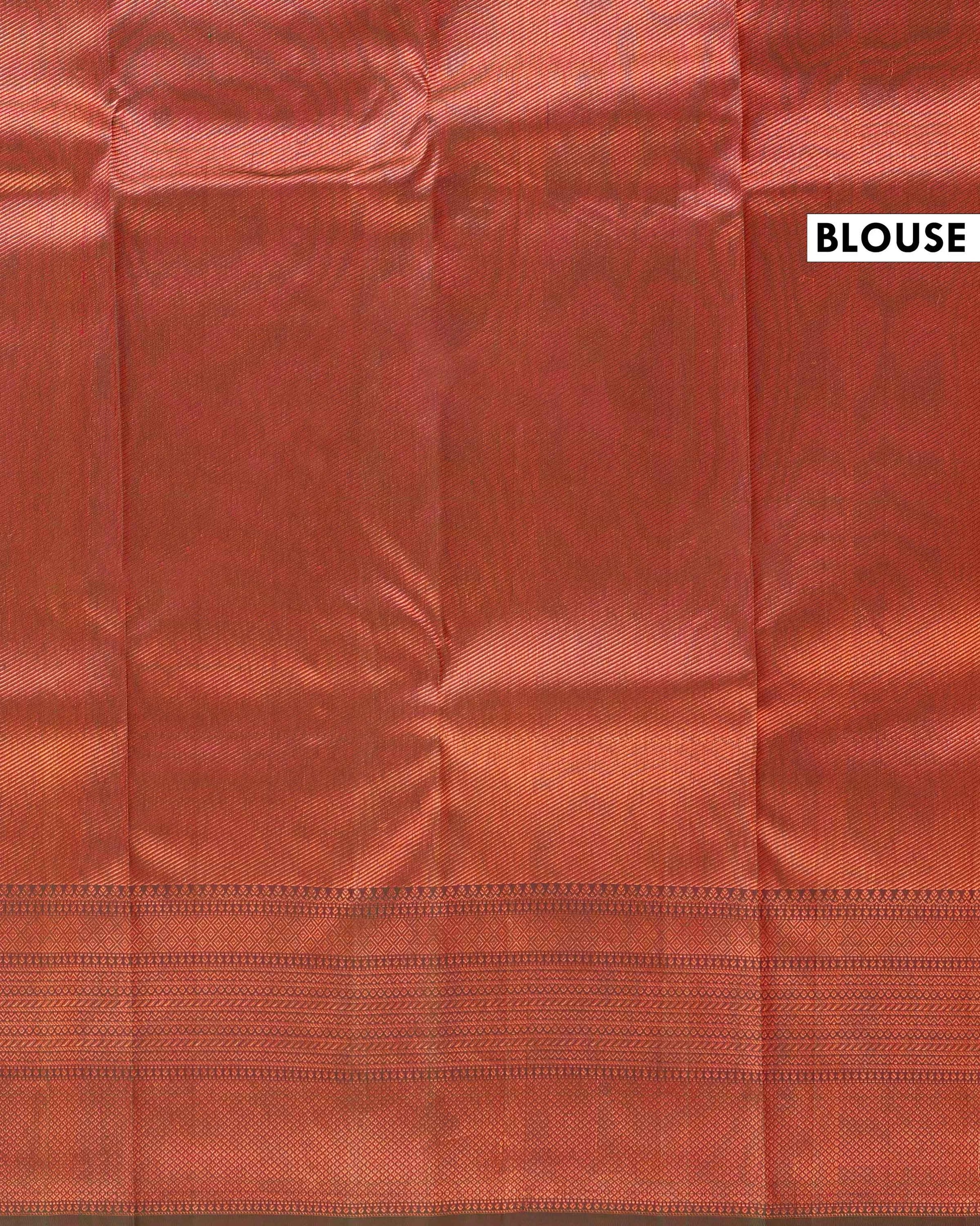 Elegant Handloom Kanchipuram Pure Silk Saree with Intricate Zari Weave - Copper-Blouse