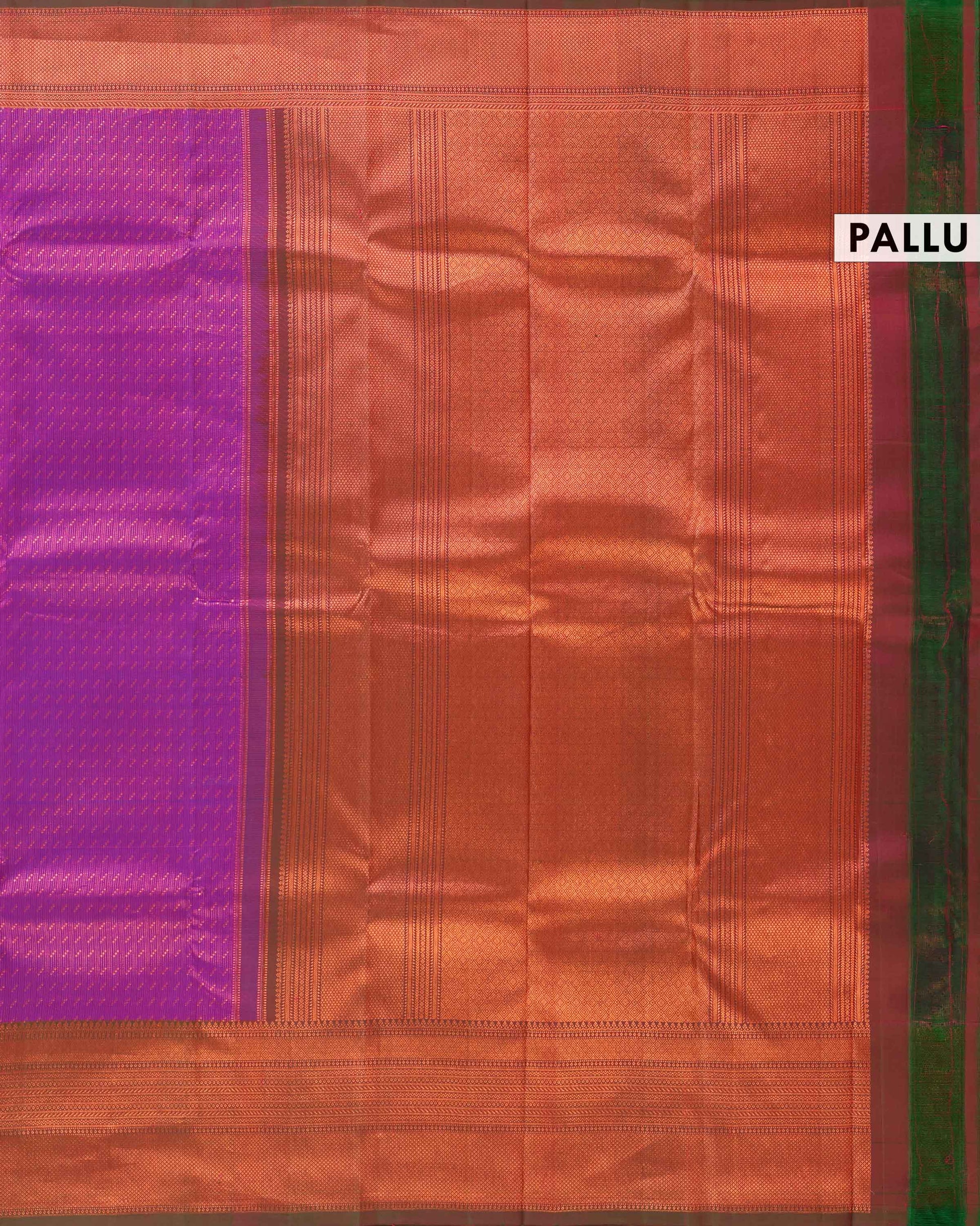 Elegant Handloom Kanchipuram Pure Silk Saree with Intricate Zari Weave - Pallu