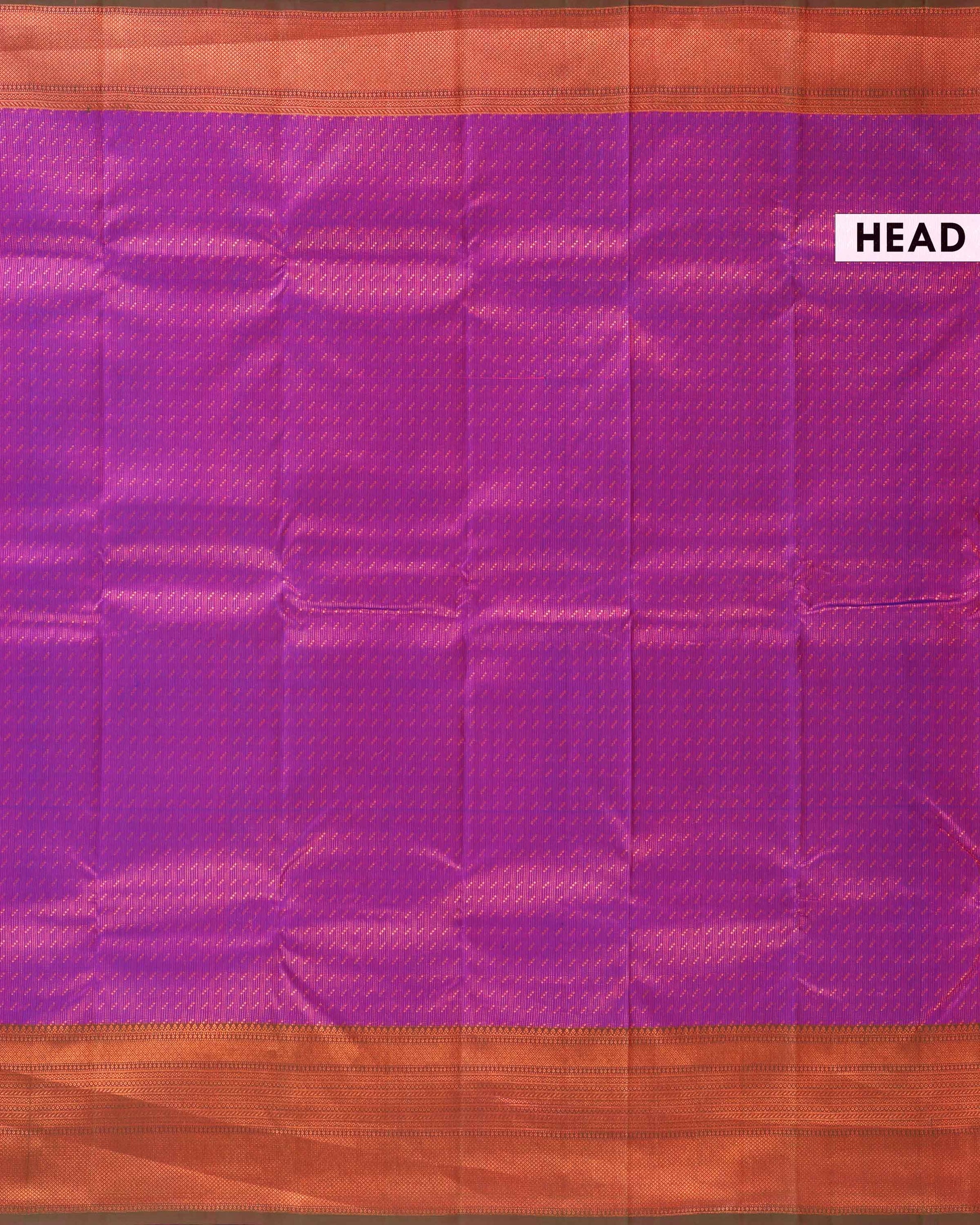 Elegant Handloom Kanchipuram Pure Silk Saree with Intricate Zari Weave - Purple-Head