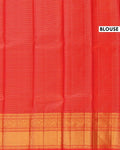 Elegant Handloom Kanchipuram Pure Silk Saree with Intricate Zari Weave - Red-Blouse