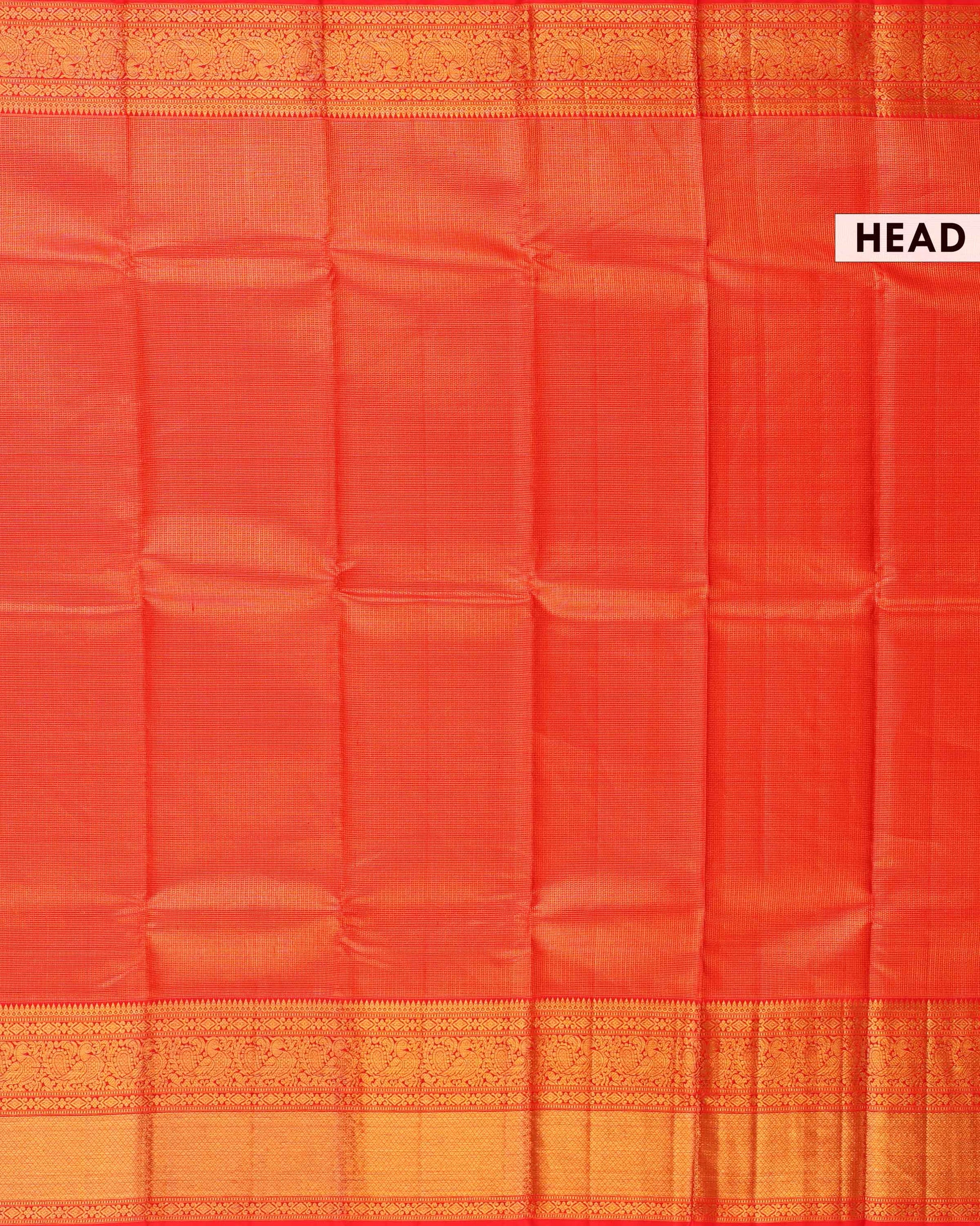 Elegant Handloom Kanchipuram Pure Silk Saree with Intricate Zari Weave - Red-Head