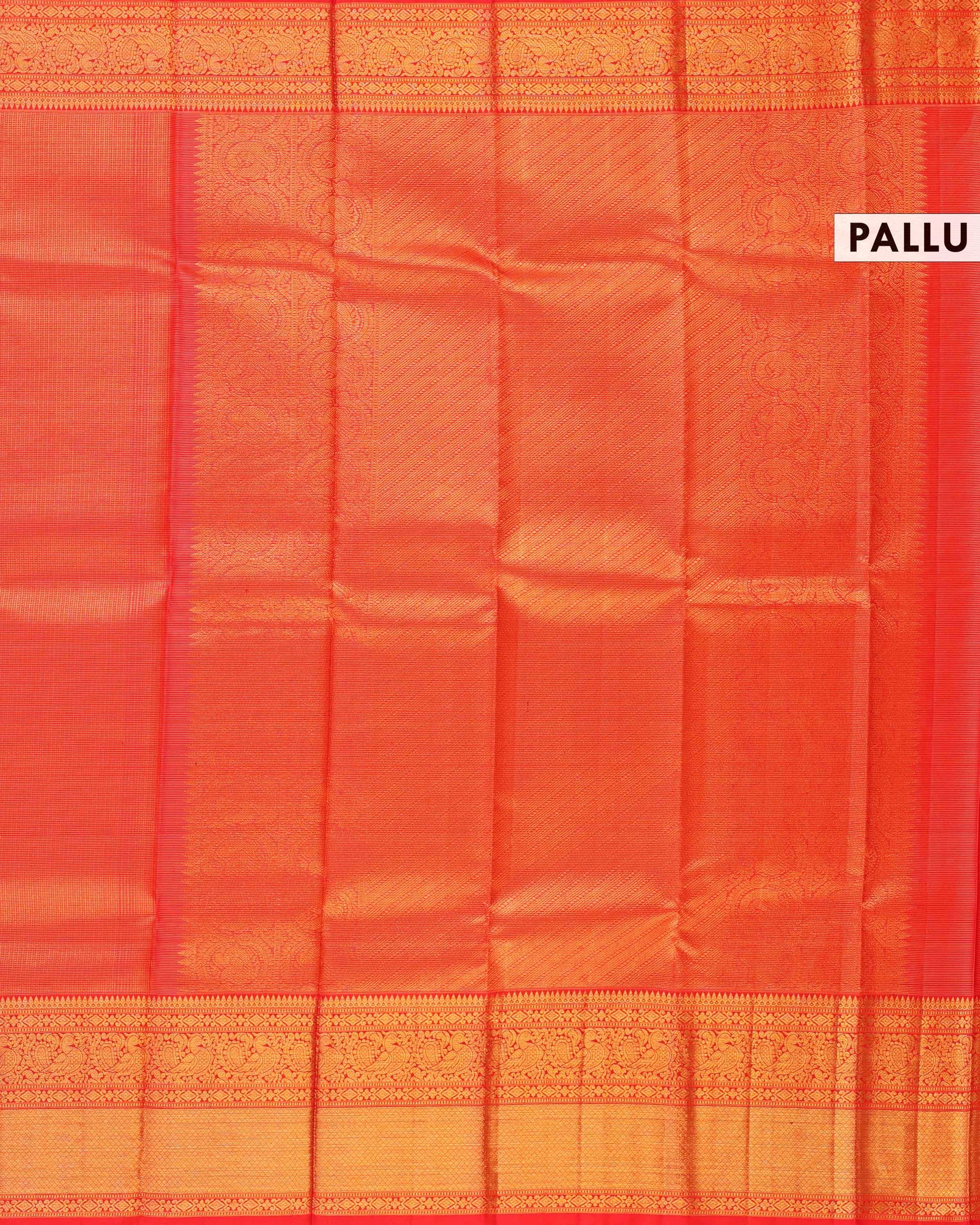 Elegant Handloom Kanchipuram Pure Silk Saree with Intricate Zari Weave - Red-Pallu