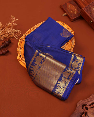 Elegant Handloom Kanchipuram Pure Silk Saree with Intricate Zari Work - Blue