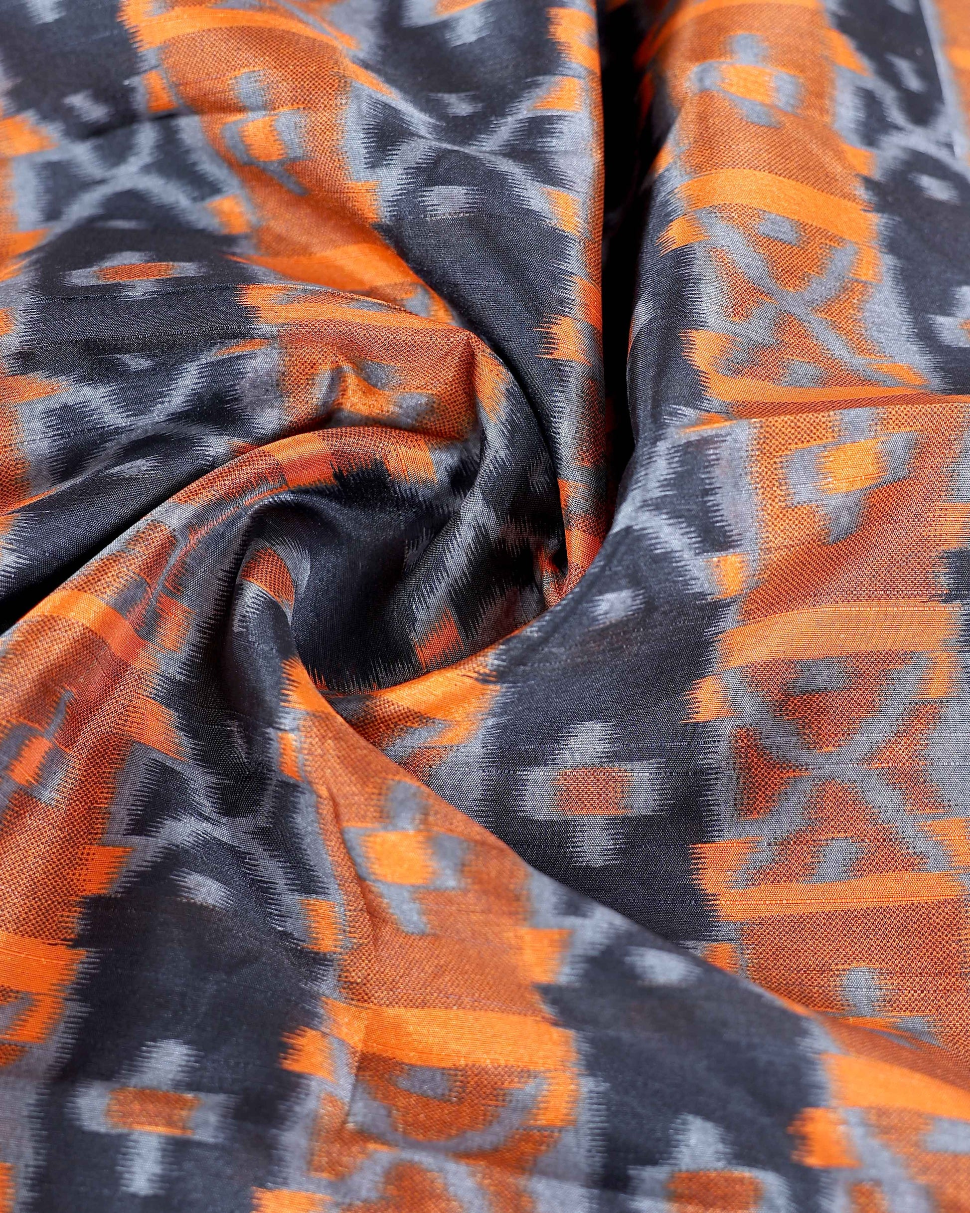 Elegant Handloom Pochampally Ikkat Saree with Geometric and Floral Motifs - Multi