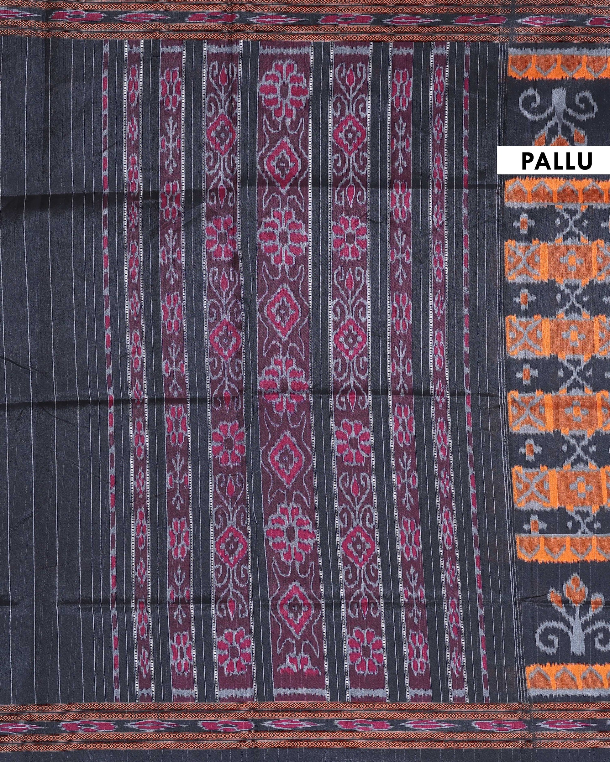 Elegant Handloom Pochampally Ikkat Saree with Geometric and Floral Motifs - Multi