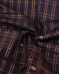Elegant Handloom Pure Kanchipuram Silk Saree with Zari Checks and Traditional Korvai Border - Black Close Up