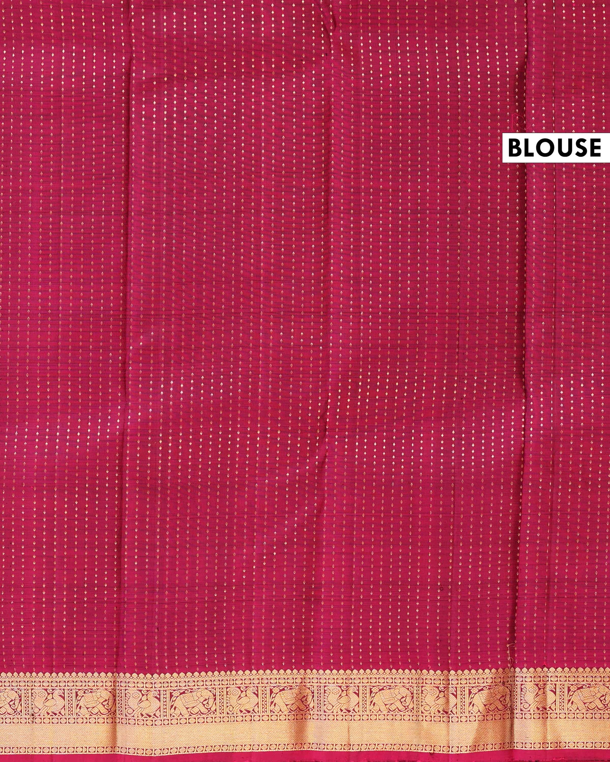 Elegant Handloom Pure Kanchipuram Silk Saree with Zari Checks and Traditional Korvai Border - Pink-Blouse