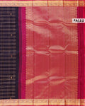 Elegant Handloom Pure Kanchipuram Silk Saree with Zari Checks and Traditional Korvai Border - Red-Pallu