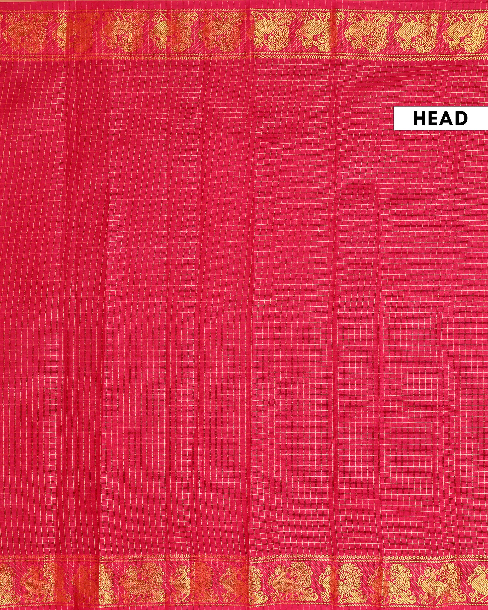 Elegant Handloom Sungudi Cotton Saree Checks and Elegant Zari Peacock Motif Border - Red