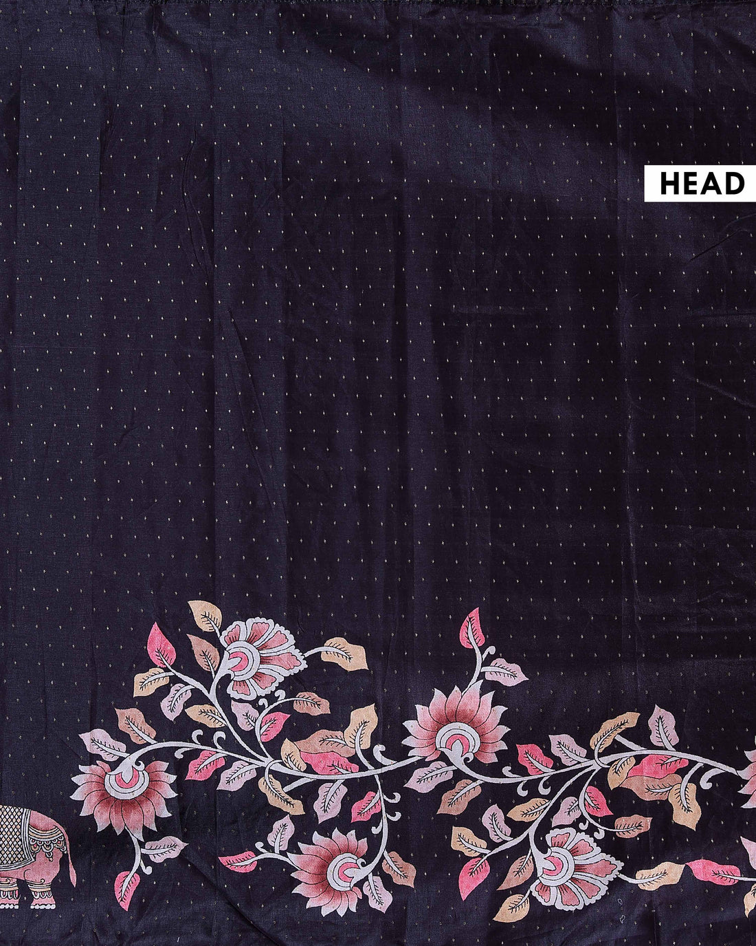 Elegant Handloom Tussar Silk Saree with a Traditional Elephant and Flower Border - Black