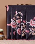 Elegant Handloom Tussar Silk Saree with a Traditional Elephant and Flower Border - Black