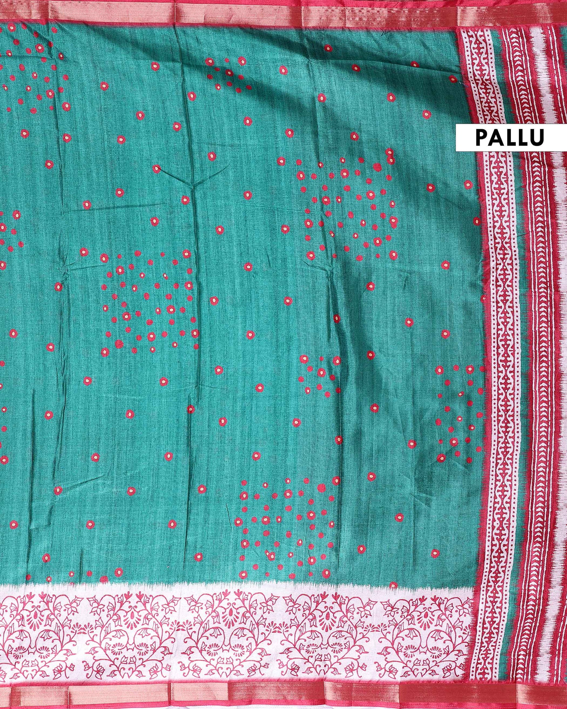Elegant Handwoven Dola Saree with Intricate Floral Pallu and Dotted Body - Pallu