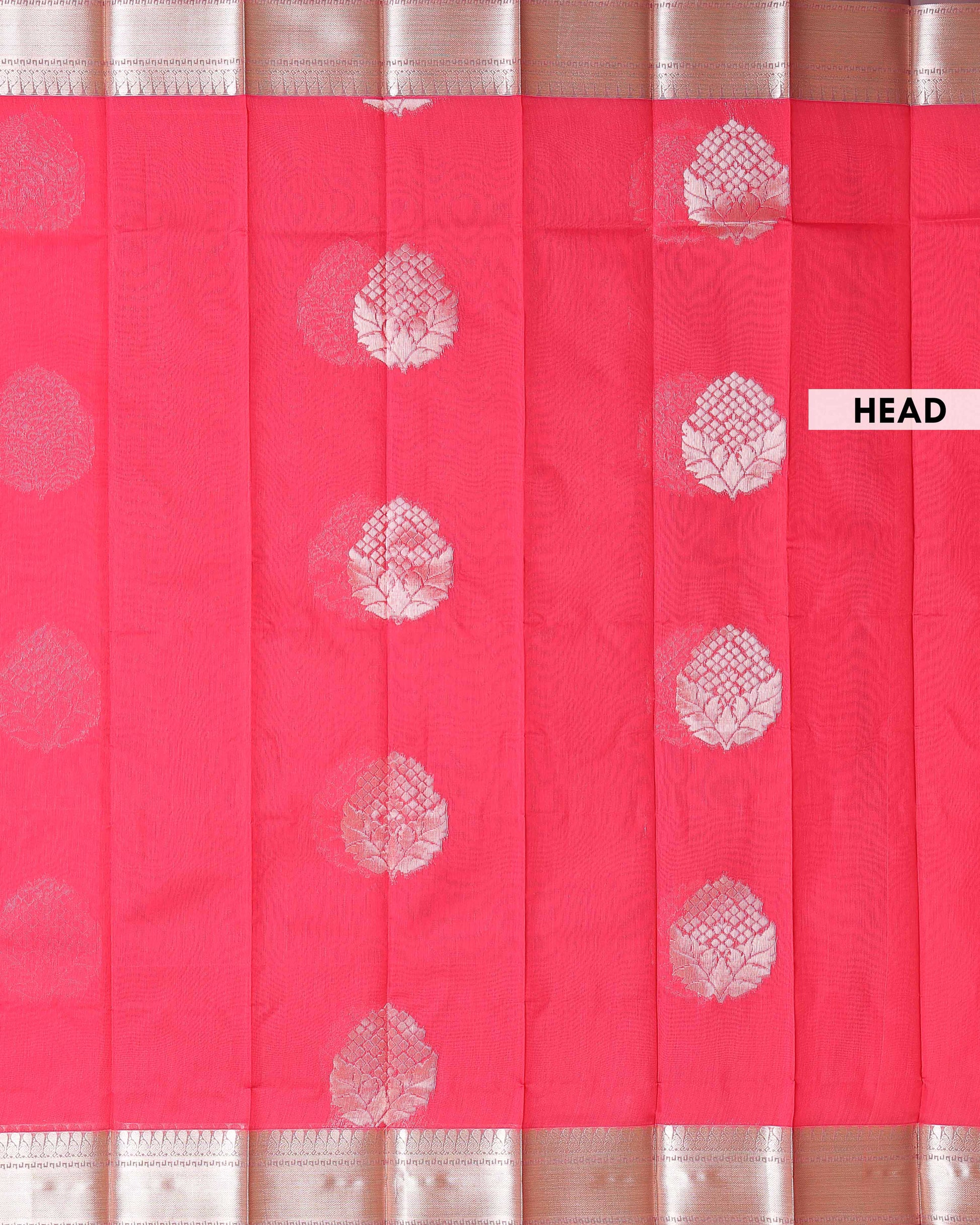 Elegant Handwoven Elampillai Silk Cotton Saree with Traditional Zari Border - Dark Pink