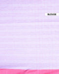 Elegant Handwoven Ikkat Cotton Saree with Traditional Checked Body and Intricate Pallu Design-Lavender-Blouse