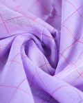 Elegant Handwoven Ikkat Cotton Saree with Traditional Checked Body and Intricate Pallu Design-Lavender-Close