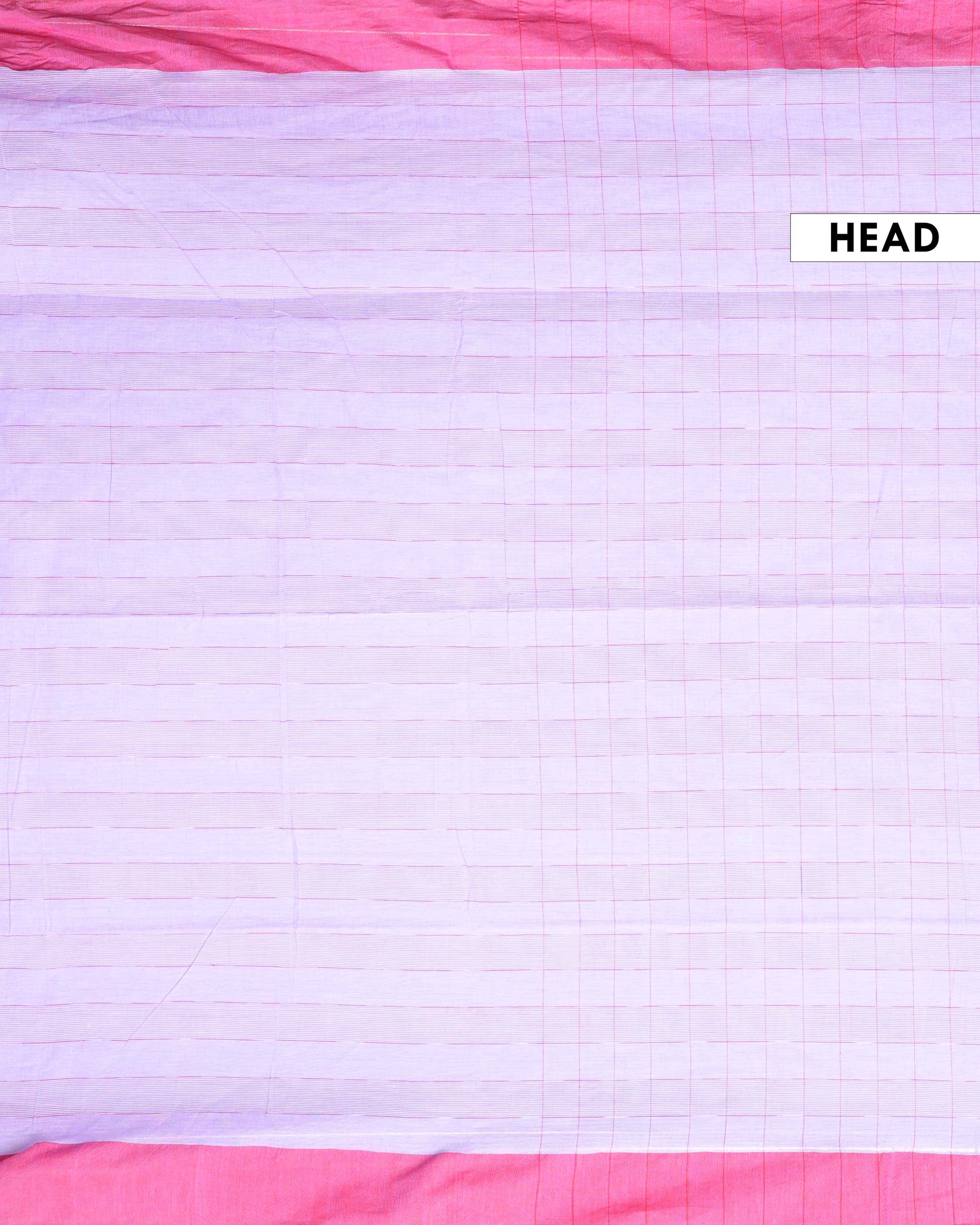 Elegant Handwoven Ikkat Cotton Saree with Traditional Checked Body and Intricate Pallu Design-Lavender-Head