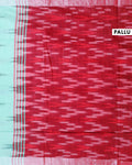 Elegant Handwoven Ikkat Linen Cotton Saree with Zari Border - Pallu-Blue