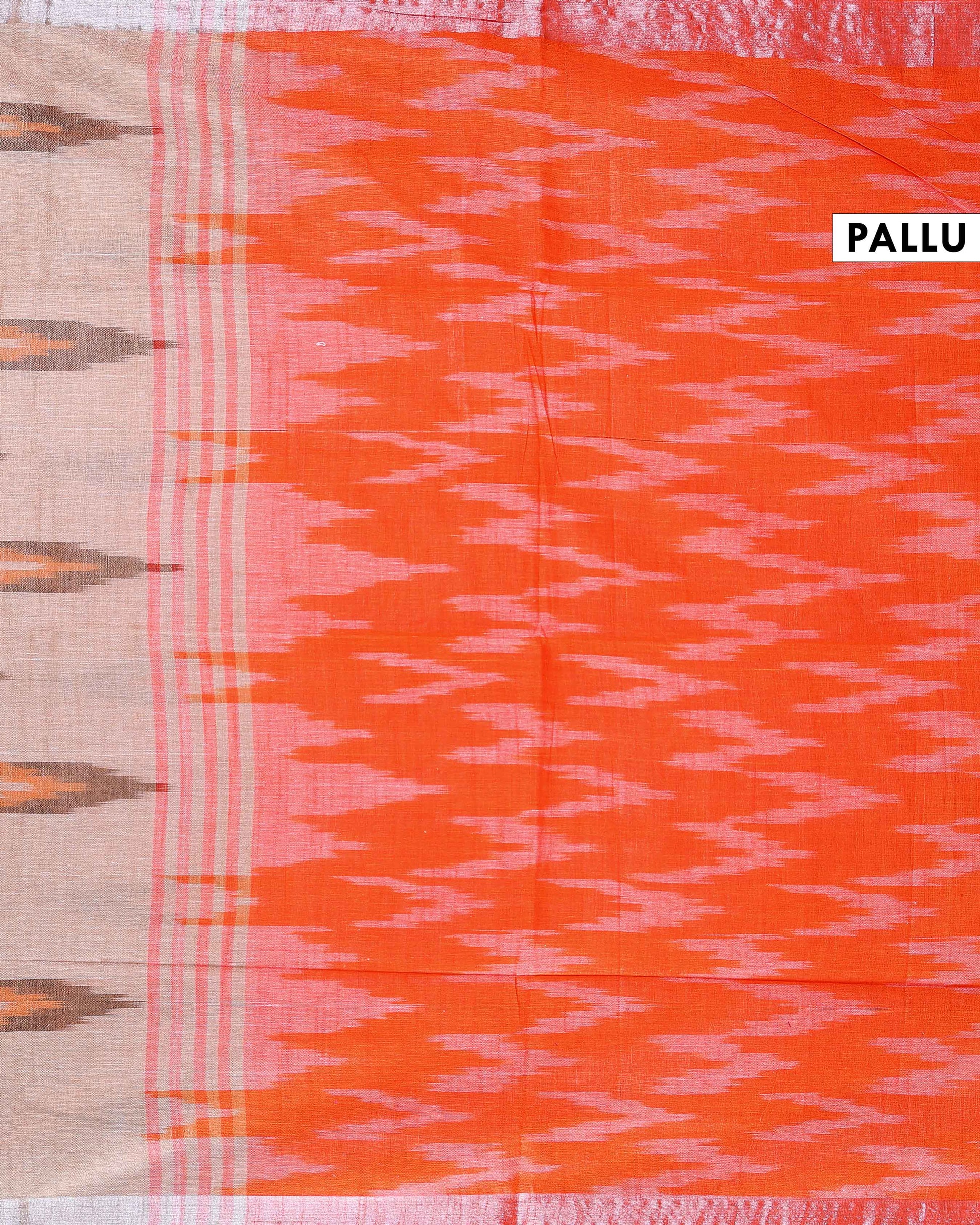 Elegant Handwoven Ikkat Linen Cotton Saree with Zari Border - Pallu