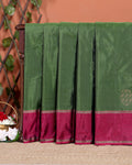 Elegant Handwoven Soft Silk Saree with Intricate Pallu and Border - Green