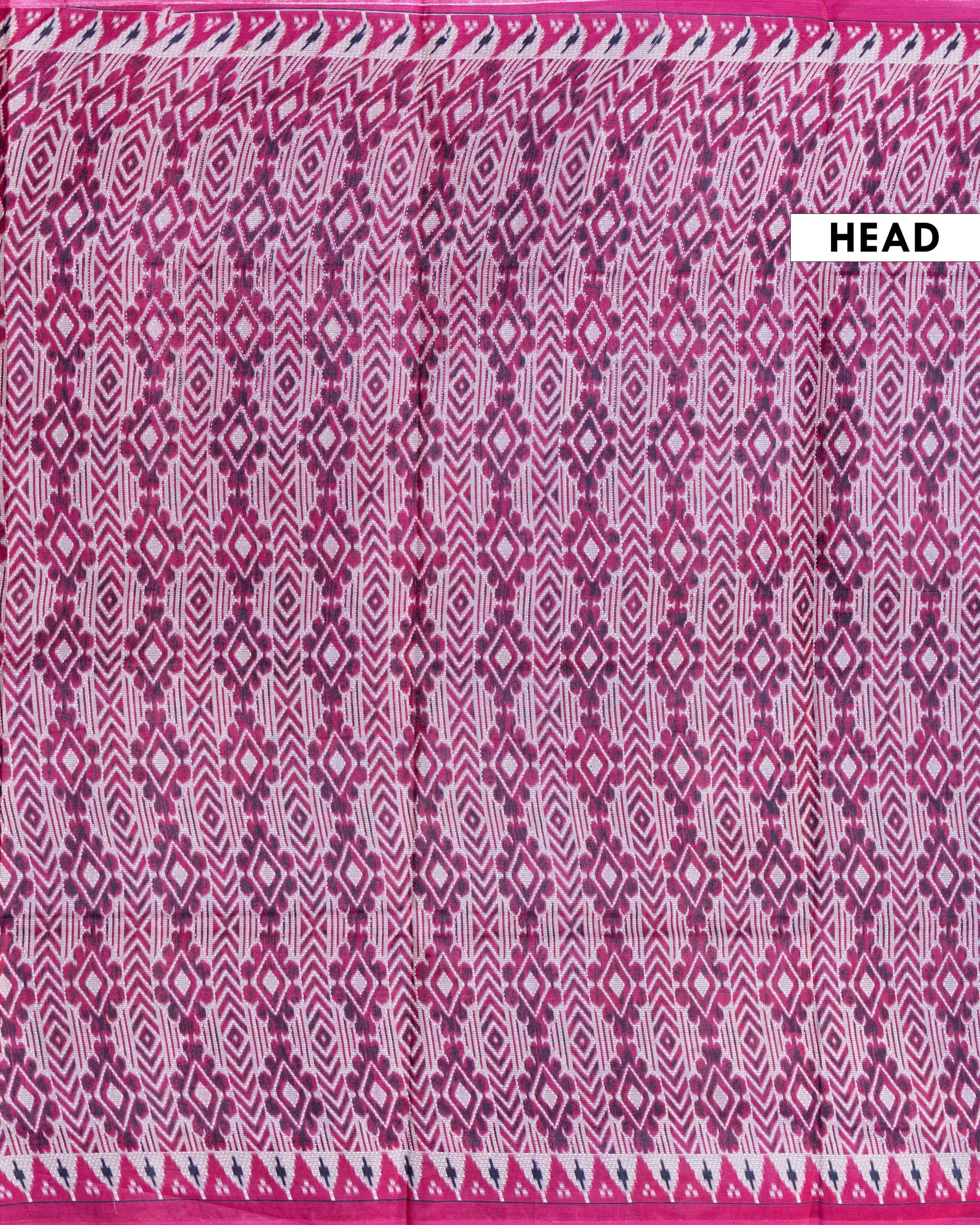 Elegant  Ikkat Pattern Voile Cotton Saree with Geometric Motifs - Dark Purple