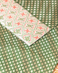Elegant Intricate Voile Cotton Saree with Geometric Border and All-Over Motif - Green