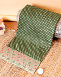 Elegant Intricate Voile Cotton Saree with Geometric Border and All-Over Motif - Green