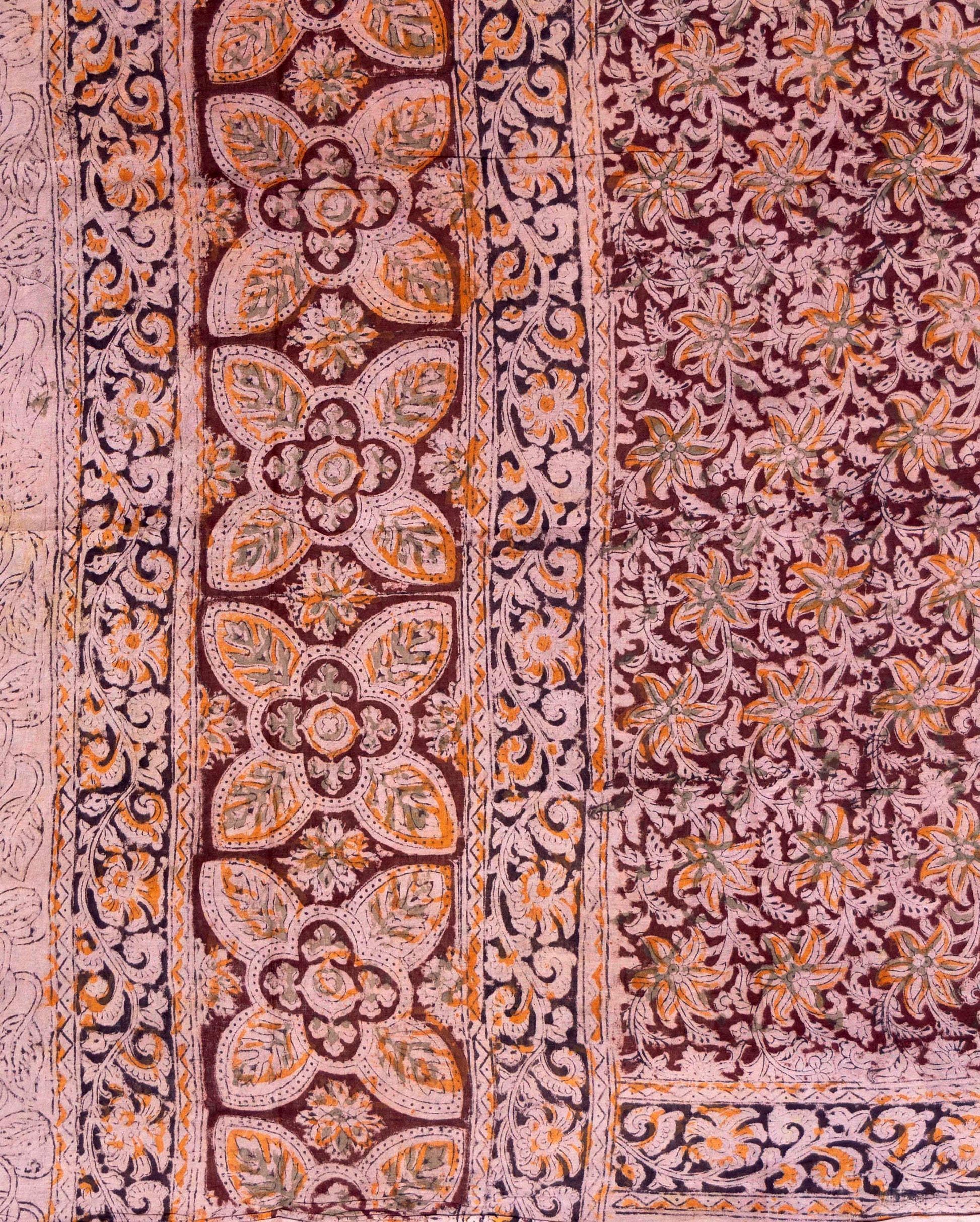 Elegant Kalamkari Women's Cotton Dupatta with Traditional Floral & Paisley Block Prints - Multi