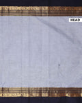 Elegant Kanchi Cotton Saree with Horizontal Weave and Gold Zari Detailing - Grey-Head