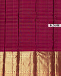 Elegant Kanchipuram Pure Silk Saree with Checked Body and Rich Traditional Zari Woven Border - Magenta-Blouse
