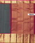 Elegant Kanchipuram Pure Silk Saree with Checked Body and Rich Traditional Zari Woven Border - Pallu