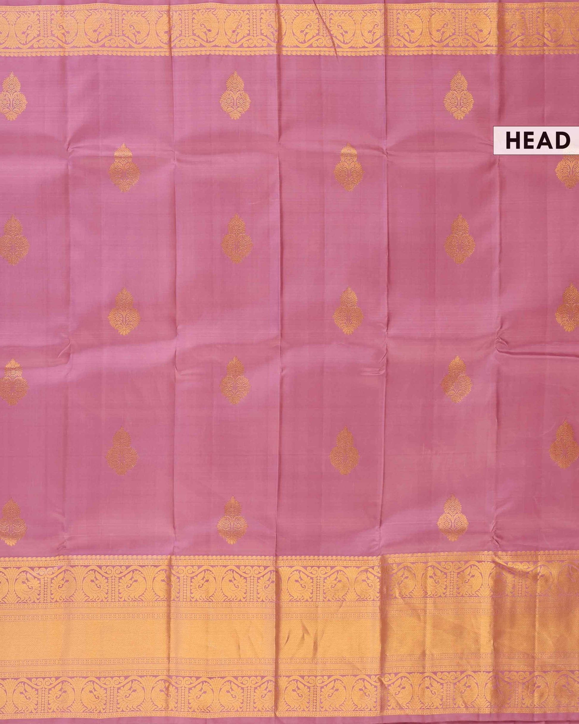 Elegant Kanchipuram Pure Silk Saree with Classic Temple Border and Butta Design - Lavender-Head