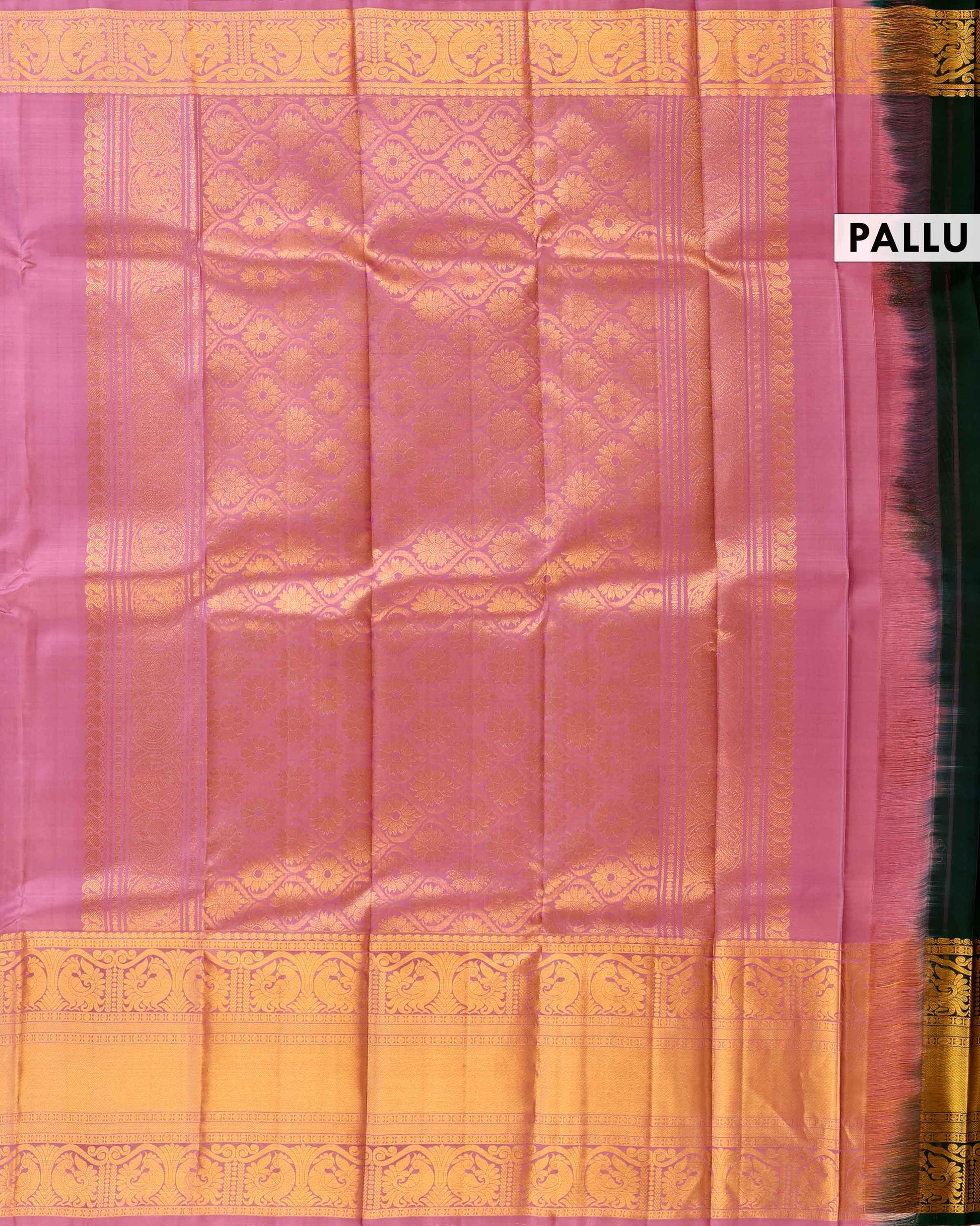 Elegant Kanchipuram Pure Silk Saree with Classic Temple Border and Butta Design - Lavender-Pallu