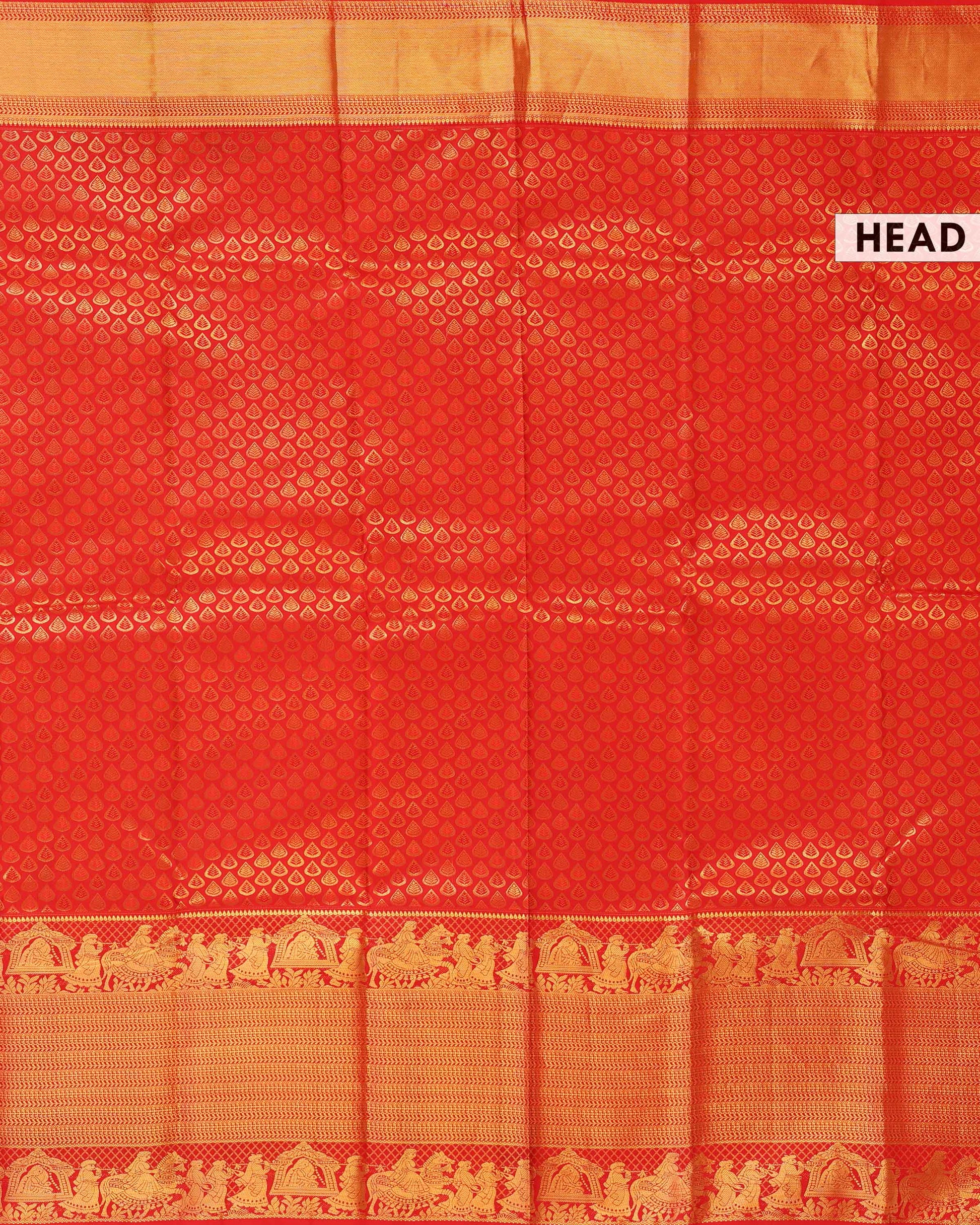 Elegant Kanchipuram Pure Silk Saree with Elaborate Zari Work - Red-Head