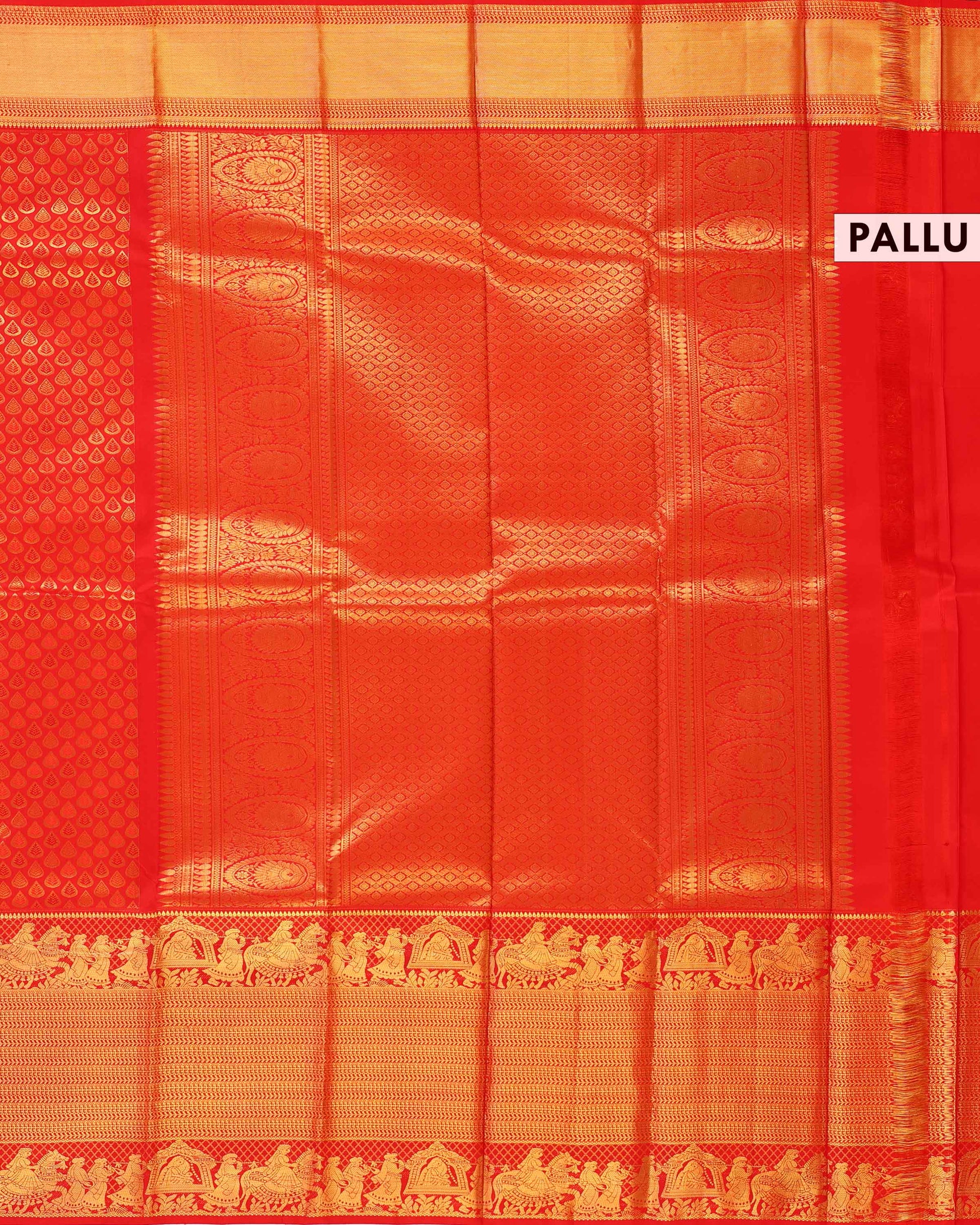 Elegant Kanchipuram Pure Silk Saree with Elaborate Zari Work - Red-Pallu
