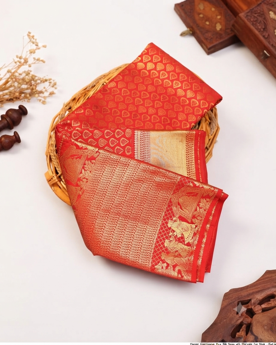 Elegant Kanchipuram Pure Silk Saree with Elaborate Zari Work - Red