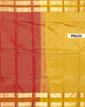 Elegant Kanchipuram Pure Silk Saree with Fine Micro Checked Weave and Traditional Zari Paisley Border - Pallu-Yellow