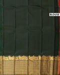 Elegant Kanchipuram Pure Silk Saree with Traditional Gold Zari Border and Motif Weave - Green-Blouse