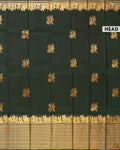 Elegant Kanchipuram Pure Silk Saree with Traditional Gold Zari Border and Motif Weave - Green-Head