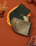 Elegant Kanchipuram Pure Silk Saree with Traditional Gold Zari Border and Motif Weave - Green