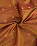 Elegant Kanchipuram Pure Silk Saree with Traditional Weave & Rich Zari Border - Brown-Close Up